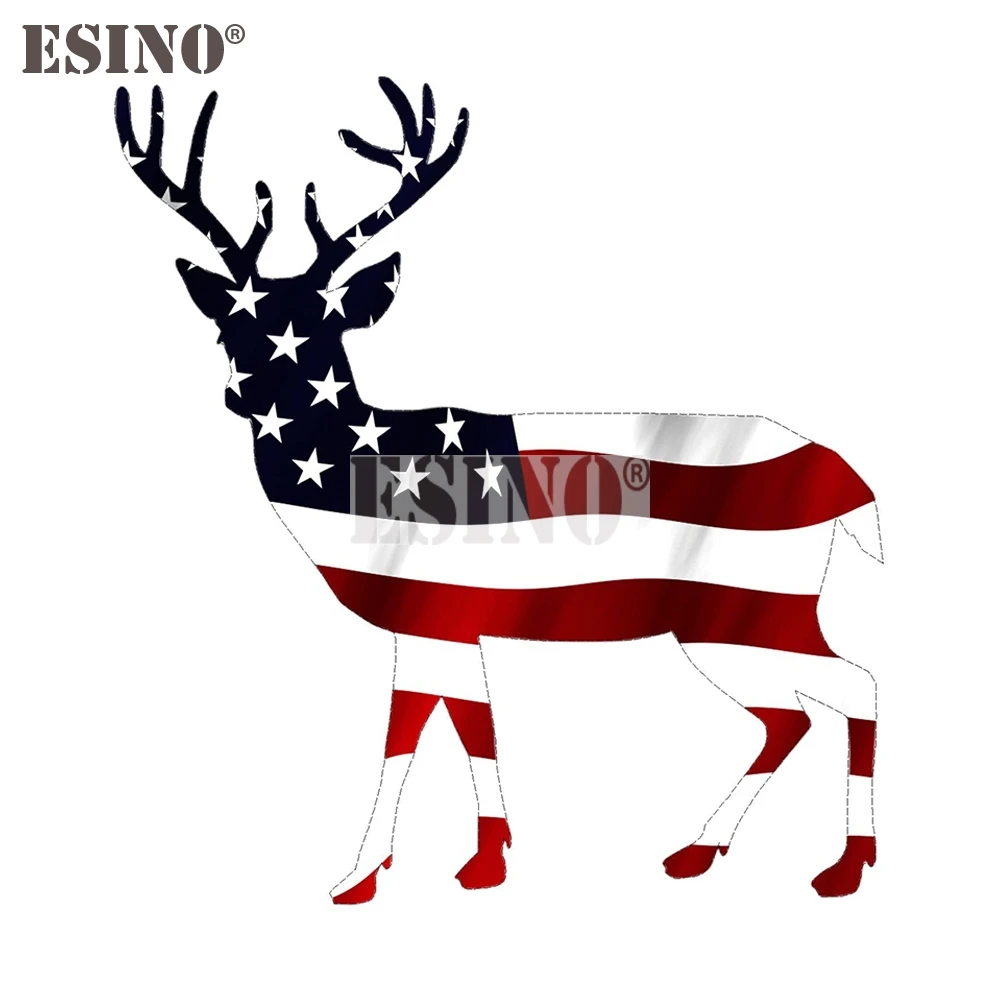 USA America National Flag Deer PVC Waterproof Adhesive Decal Cartoon Car Body Sticker Pattern Vinyl
