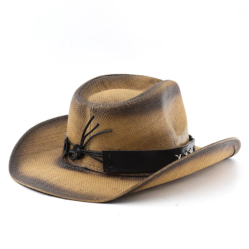 New Summer Breathable Woven Panama Straw Hat Wide Brim Beach Vacations Prairie Trips Outdoor Camping Daily Outings Cowboy Caps