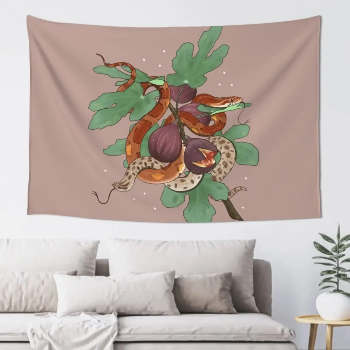 

Corn Snake and Hognose Snake with Figs Tapestry Bedroom Decor Aesthetic Decor Home Decorative Paintings Tapestry