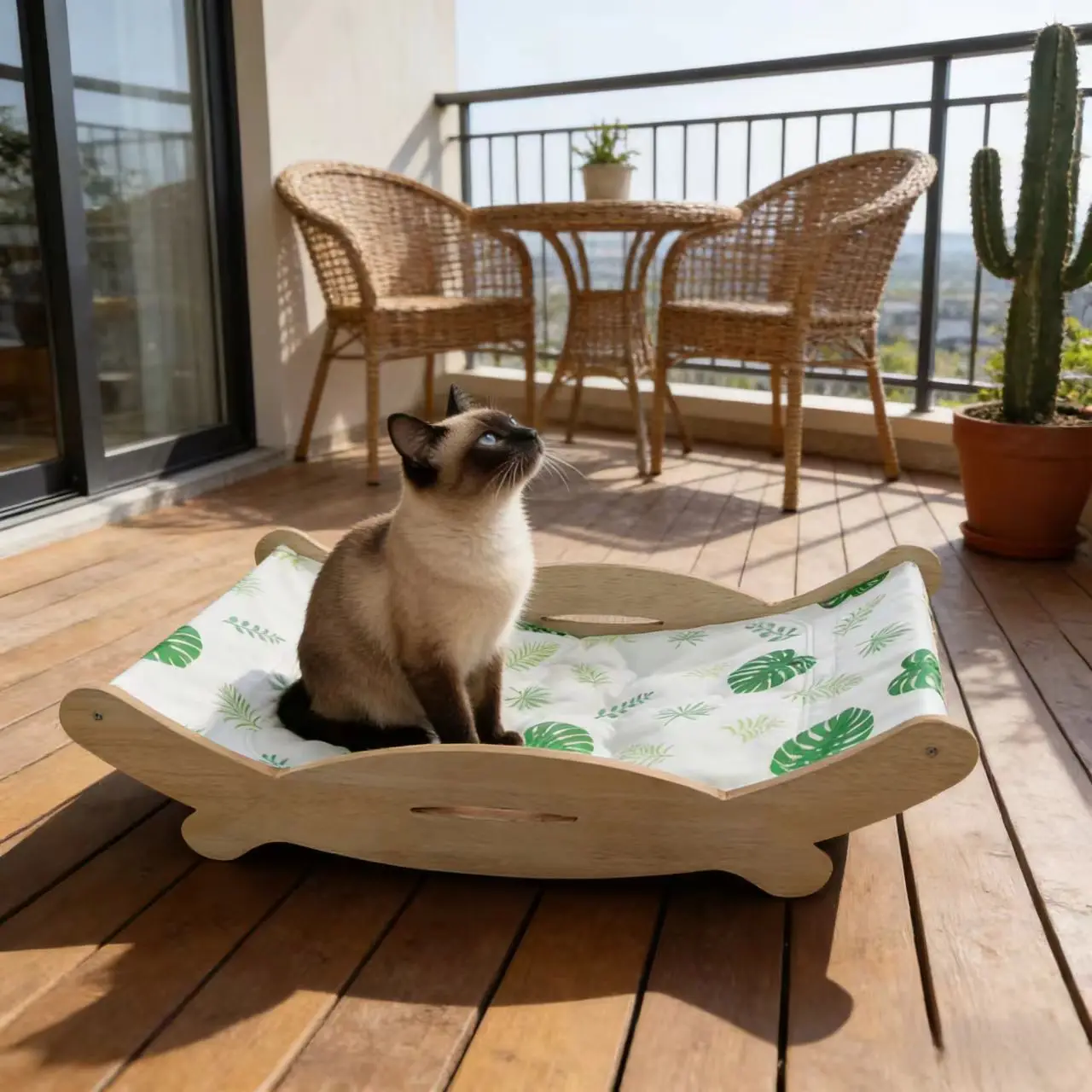 Cama de verano para gatos con colchoneta refrigerante y hamaca - imagen 2