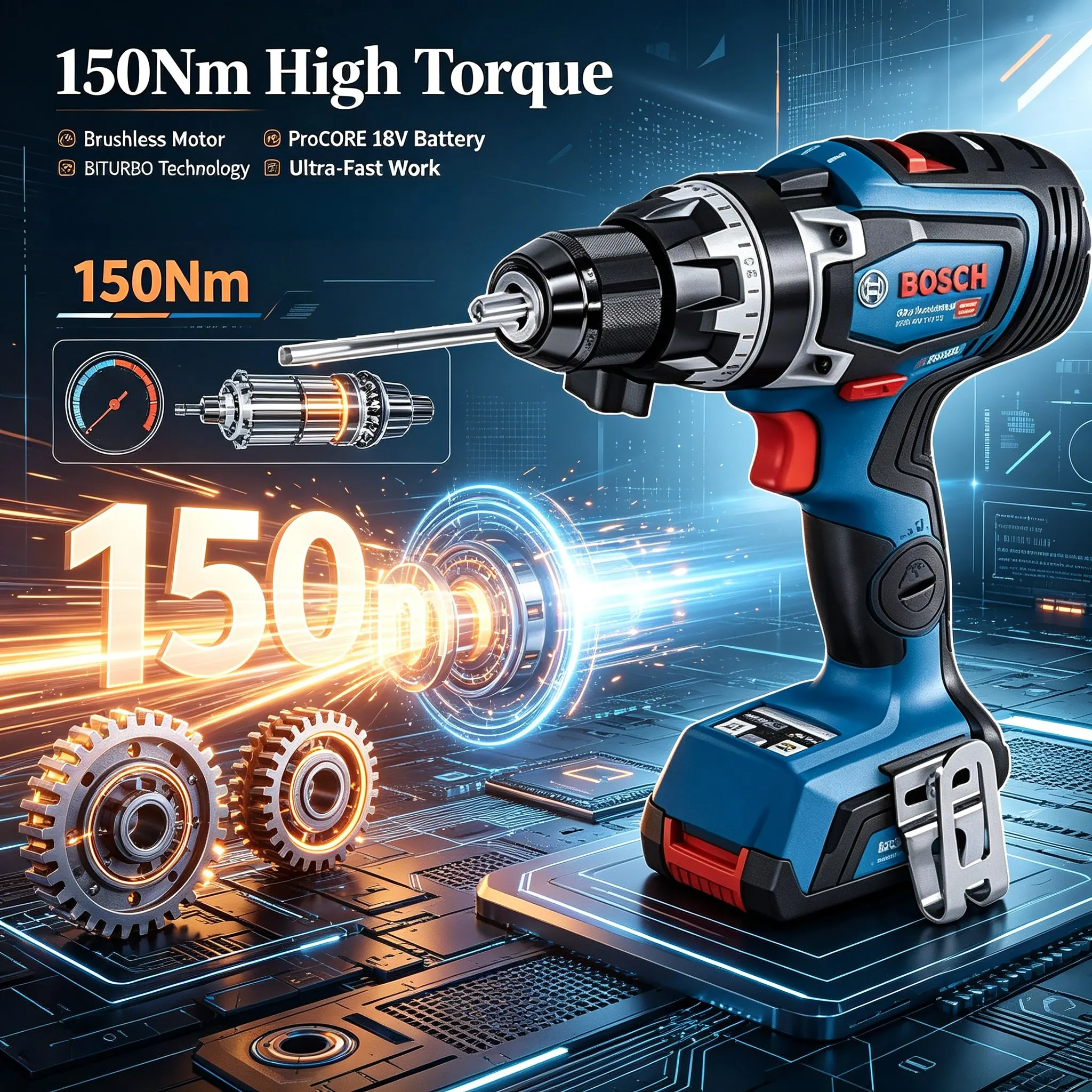 Bosch BITURBO Professional GSR18V-150C Brushless Cordless Impact Drill 150Nm Screwdriver Bosch Professional Electric Tools