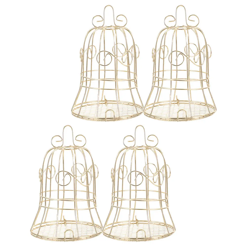 

Golden Cage Feeder 4pcs Retro Hollowout Outdoor Wild Feeding Supply Decorative Cage Shape for Garden Animals