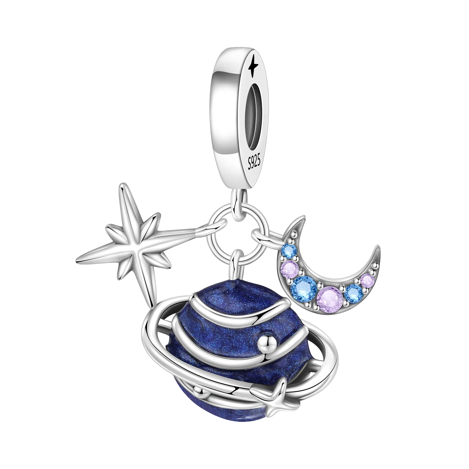 925 Sterling Silver Planet Moon Star Charms Beads Fit Original Bracelets Bag Keychain Earring Pendant Diy Women Jewelry Gift