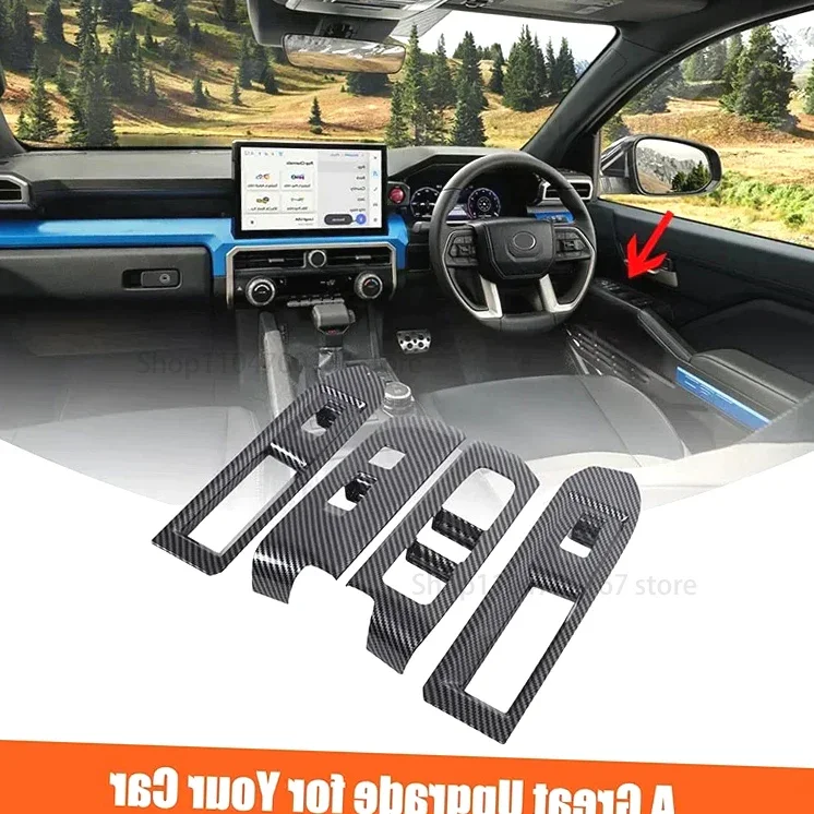 

Новая накладка на кнопку стеклоподъемника для Toyota Tacoma 2024 (левый руль), ABS, под карбон, для интерьера автомобиля