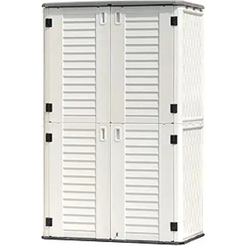 Storage Shed Waterproof, Resin Vertical Storages Cabinet, Versatile To Store Patio Furniture, Garden Tools, Storage Shed