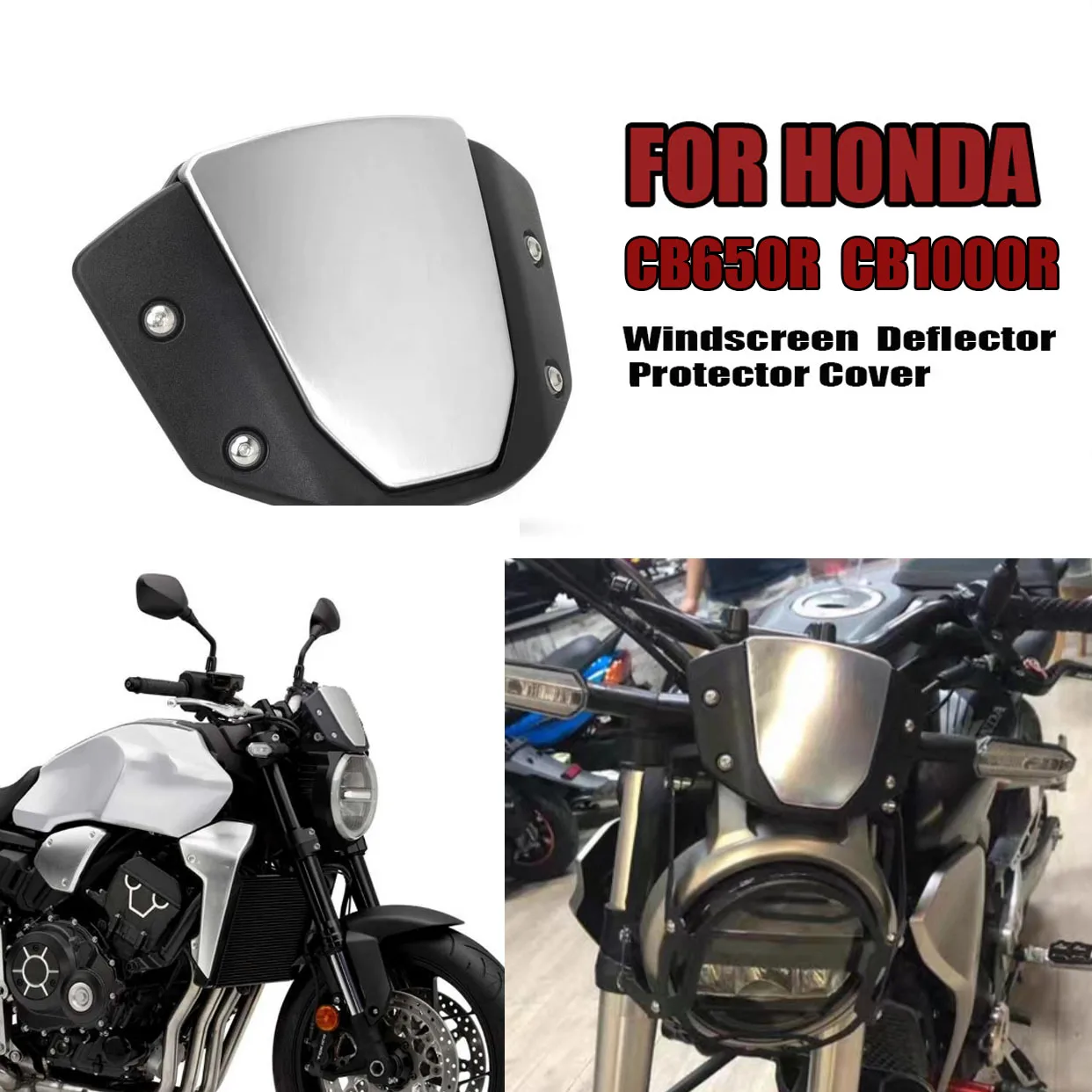 

For Honda cb1000r CB650R Motorcycle Accessori Windshield Windscreen Visor Wind Screen Deflector Kit Aluminum CB650R CB1000R