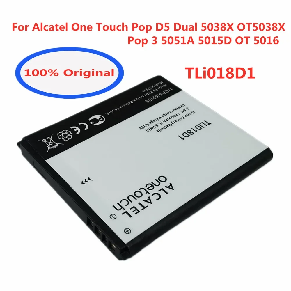 New 100% Original Battery For Alcatel One Touch Pop D5 Dual 5038X OT5038X Pop 3 5015D OT 5016 Phone 1800mAh Lithium Battery