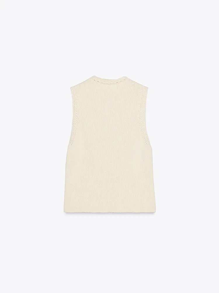 

Новый летний женский вязаный круглый жилет без рукавов, универсальный простой дизайн, модная этническая сценическая одежда