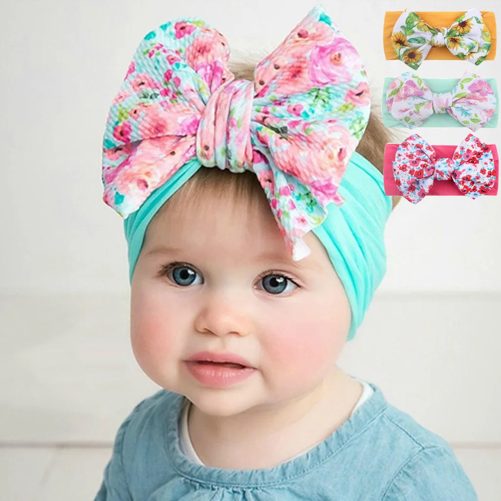 3Pcs/Set Baby Headbands Floral Bow Elastic Soft Newborn Headbands For Baby Girl Children Turban Infant Kids Hair Accessories