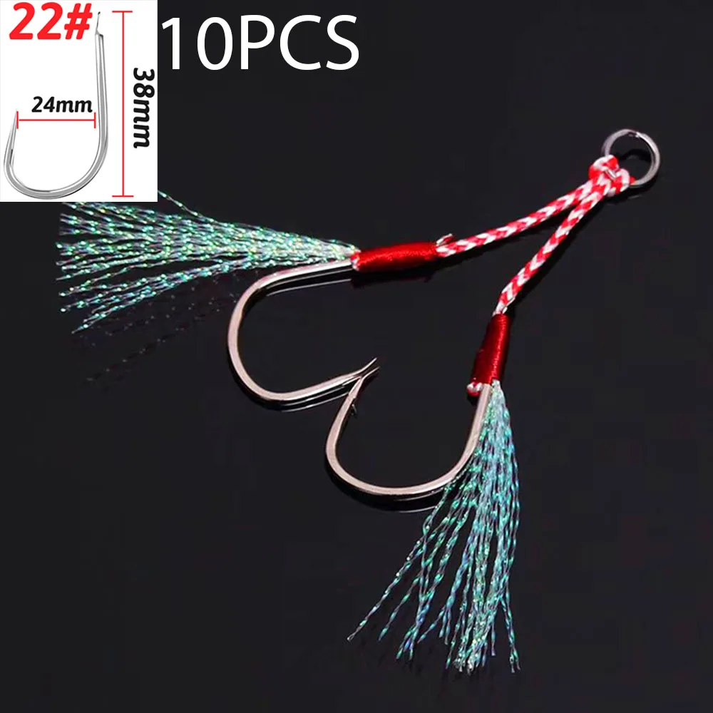 Cast Jig Assist Haken 10 Teile/los High Carbon Stahl Winkel Stacheldraht Gewinde Feder See Angelgerät Langsam Jigging Meer Pesca Angelhaken