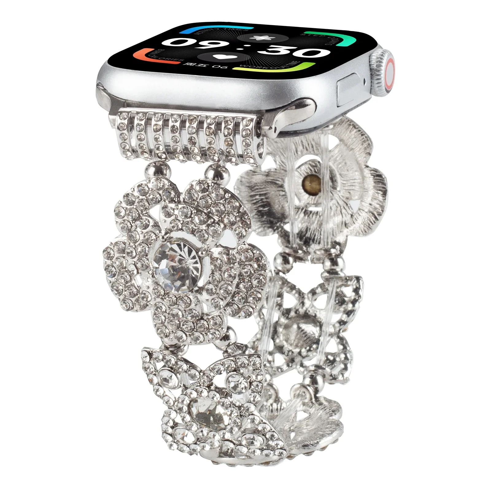Schönes Lotusblüten-Armband, Gliedergummiband für Apple Watch Band Serie 10/9/8/7/6/5/4/3/2/1 SE 40/42/46/45/44 mm