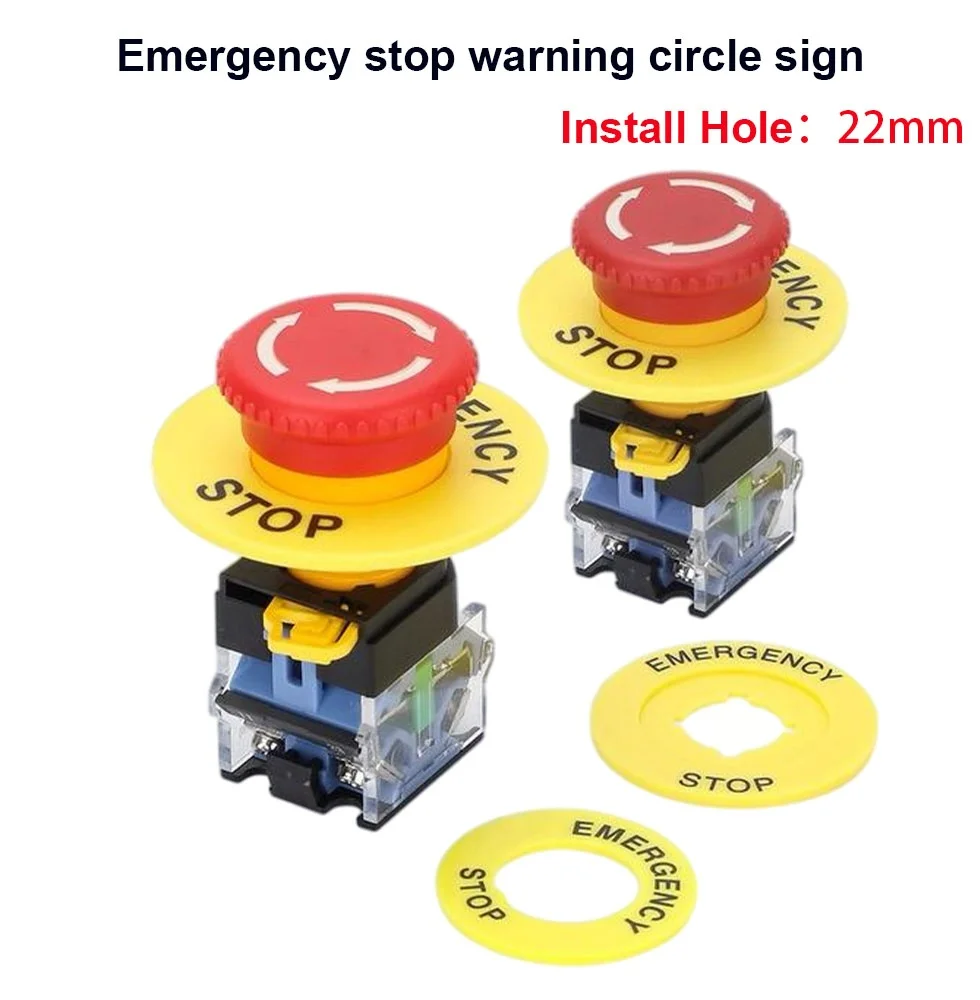 22mm emergency stop warning circle yellow card warning circle emergency stop button switch emergency stop warning circle emergen