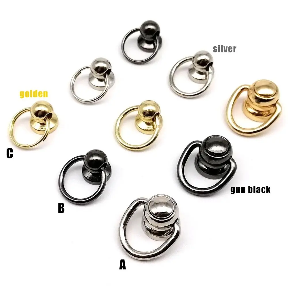 10pcs/pack Screwback Rivet Stud for Leather Bag with O Ring Ball Nail Phone Case Accessory Belt Strap Screw Back