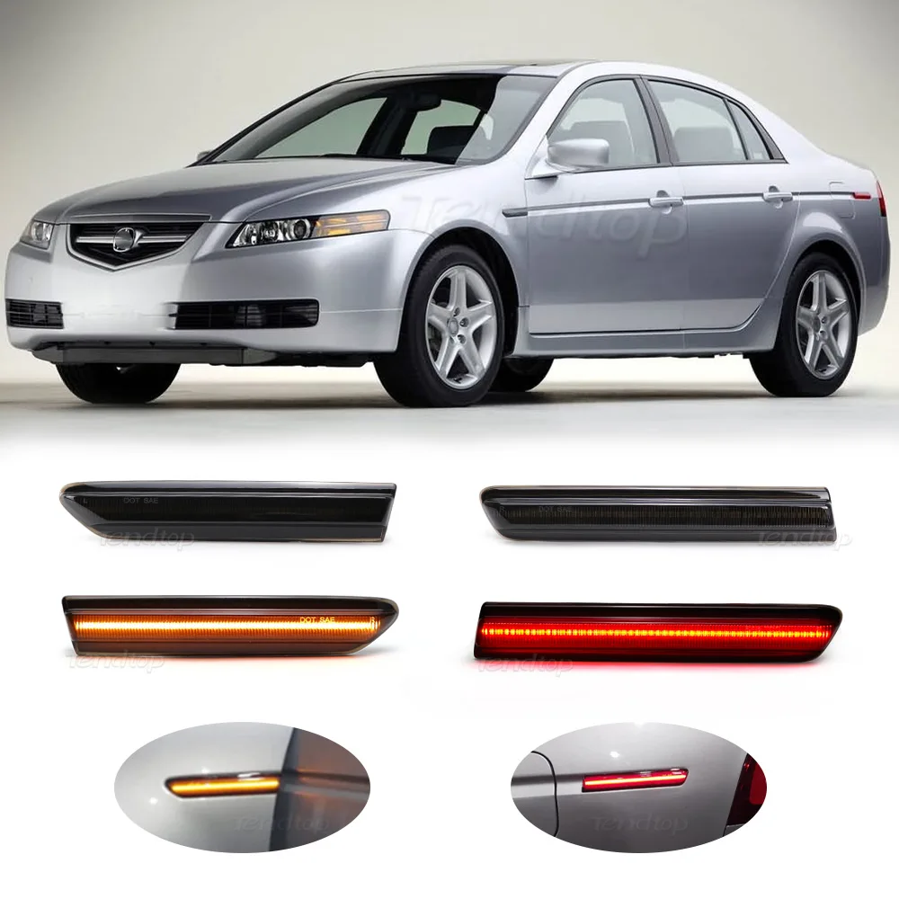 Smoked Lens Rear Side Marker Lamps with 24/36 SMD Red LED Lights For 2004 2005 2006 2007 2008 Acura TL Amber Side Marker Light