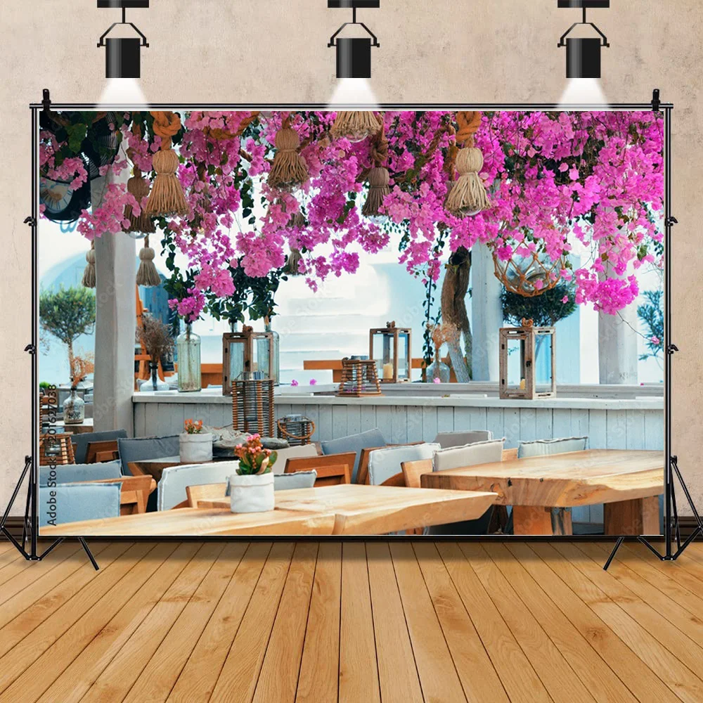 Streets Seaside Island Scenery and Plants Houses White Pigment Wedding Photos Photography Background Props HJD-04