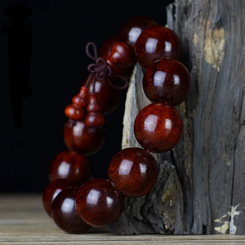 Natural African Lobular Red Sandalwood Tibetan Buddhist Scriptures Large Beads Bracelet Rosary