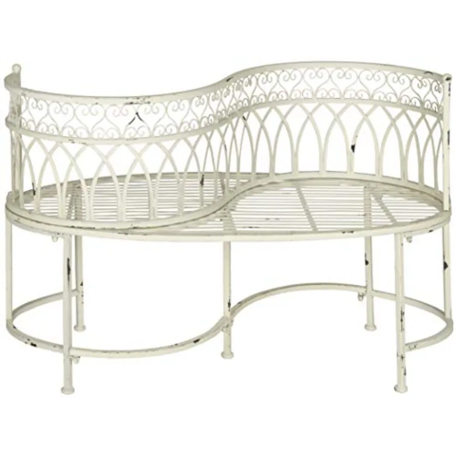 

Outdoor Collection Lara Victorian Iron Kissing Bench: garden use wrought iron black weather-resistant vintage design