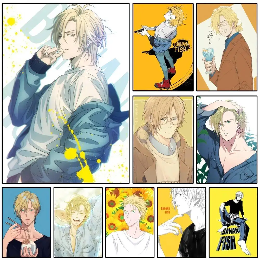 Banana Fish Hot Anime Ash Lynx Poster HD Home Decor Sticky Wall Waterproof Home Living Room Bar Aesthetic Decor