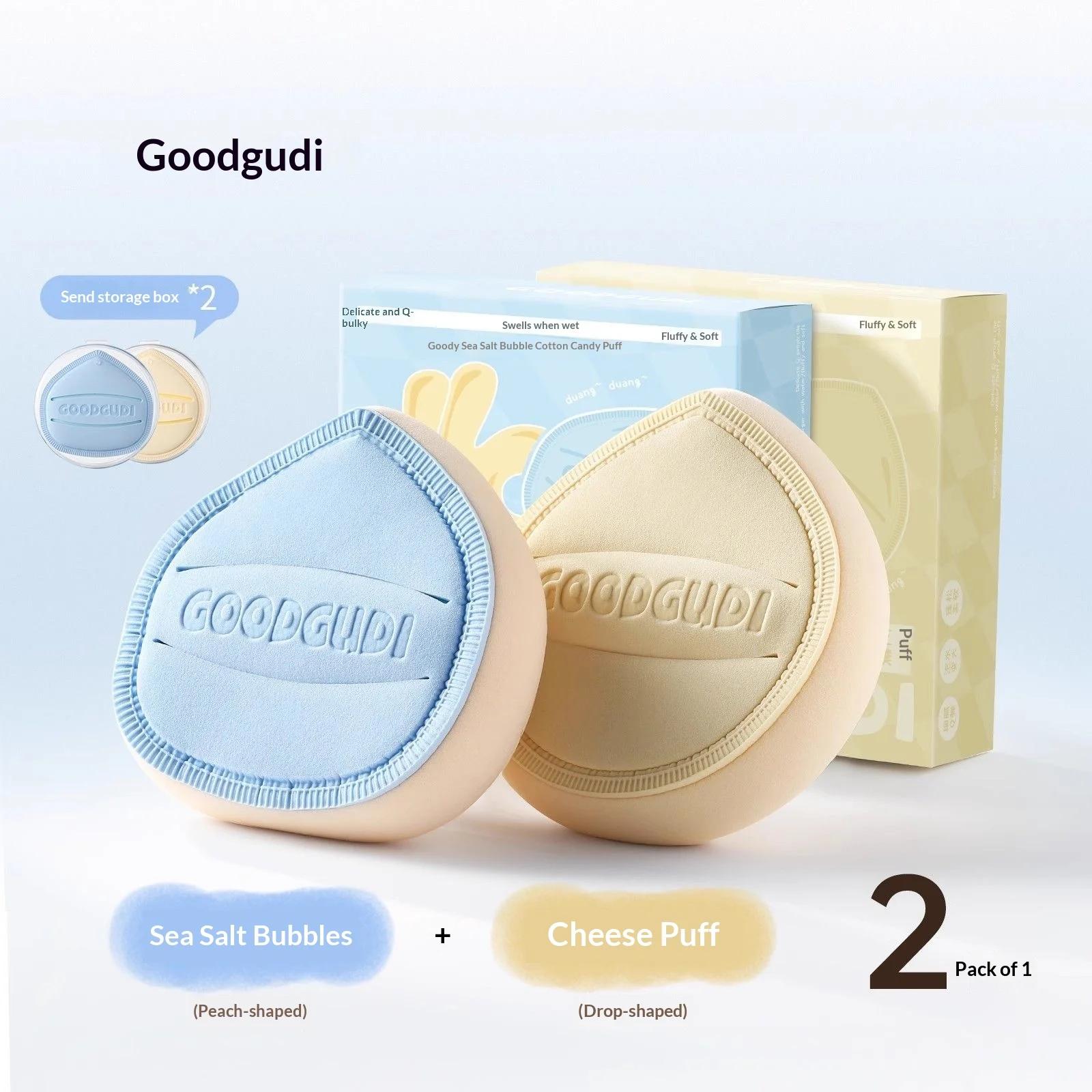 2PCS Thick Marshmallow Powder Puff Set Soft Dense Air Cushion Puff Foundation Blending Sponge Non-Absorbent Beauty Tool