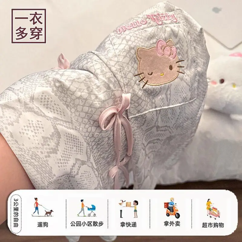 

Ice Silk Pajamas Girl Spring and Autumn New Long Sleeves Thin Model Sweet Can Be Worn Outside Home ClothingA Sense of High-end