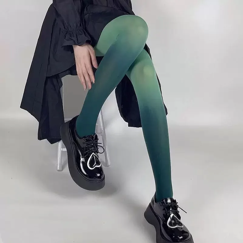 Women Fashion Lolita Meias Gradient Color Sexy Anime Stockings Elastic Opaque Leggings Spring Colored Pantyhose for Girls Tights