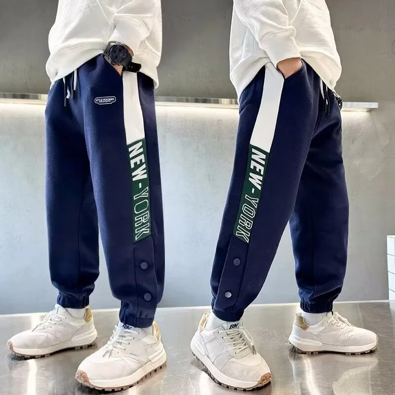 

Autumn New Boy Cotton Sweatpants Children's Cargo Pants High Street Hip-hop Sports Trousers 120-170 Boy Clothes 2024