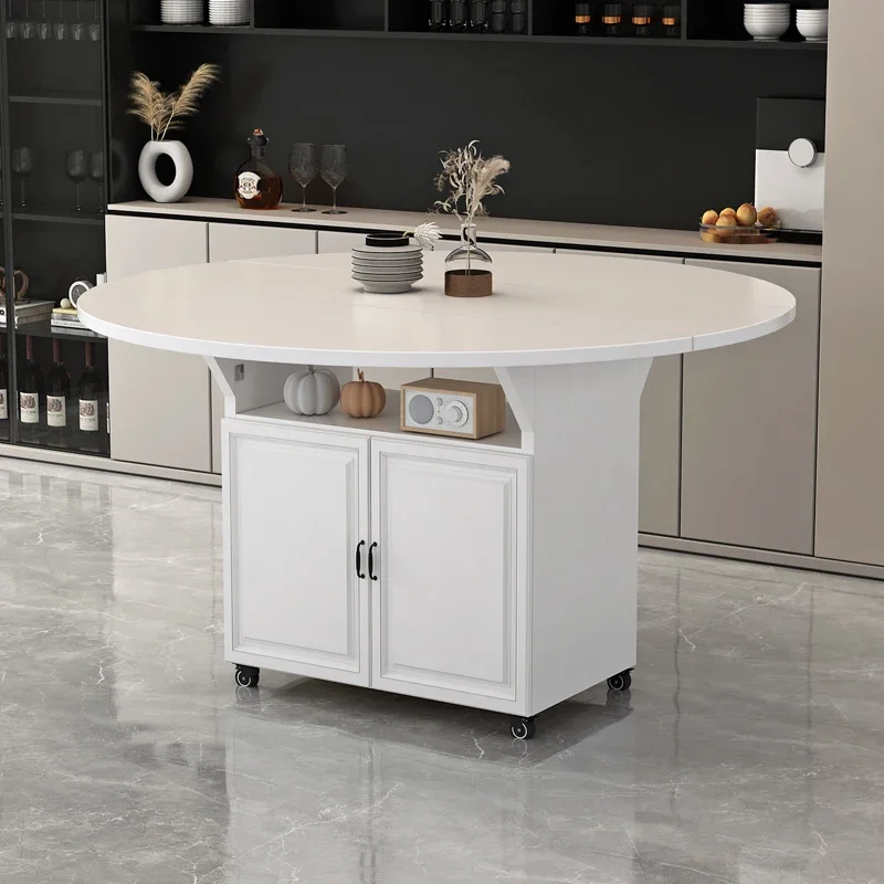 Простой современный складной обеденный стол для дома, небольшой квартиры, подвижный прямоугольный с колесиками, многофункциональный