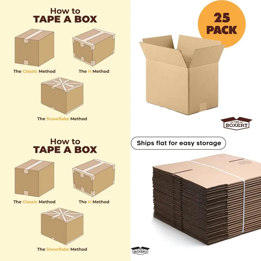 

25-Pack 30x10x4 Inches Brown Corrugated Cardboard Boxes for Shipping, Packing, Moving, and Storage - Durable, Eco-Friendly, Recy