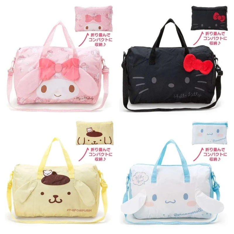 Sanrio Hello Kitty Cinnamoroll Cartoon Folding Women\'s Travel Bag Carry-on Duffel Bag Crossbody Bag Adjustable Trolley Case