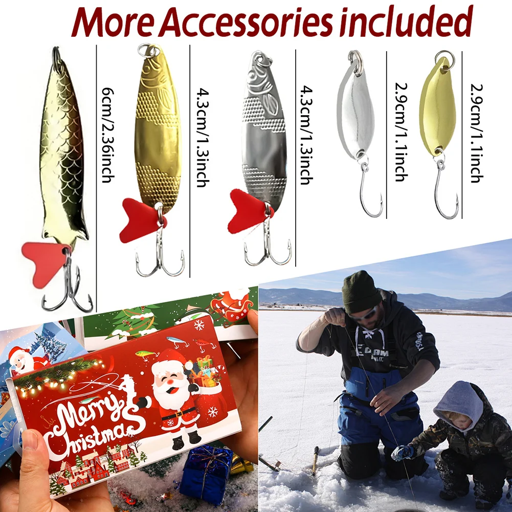 78 ชิ้นตกปลา Lure Advent ปฏิทิน Soft Lures ช้อน Minnow 24 วันตกปลา Lure ปฏิทินนับถอยหลัง Surprise Xmas ของขวัญสําหรับชาย