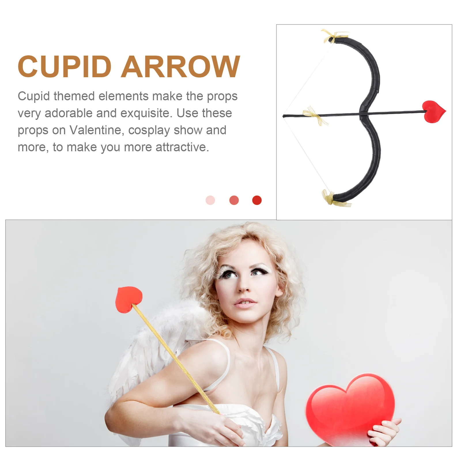 

Cupid Arrow Bow Set Professional Decorative Cosplay Valentine Party Supplies Compact Easy Carry Store Cupid Bow and Arrow