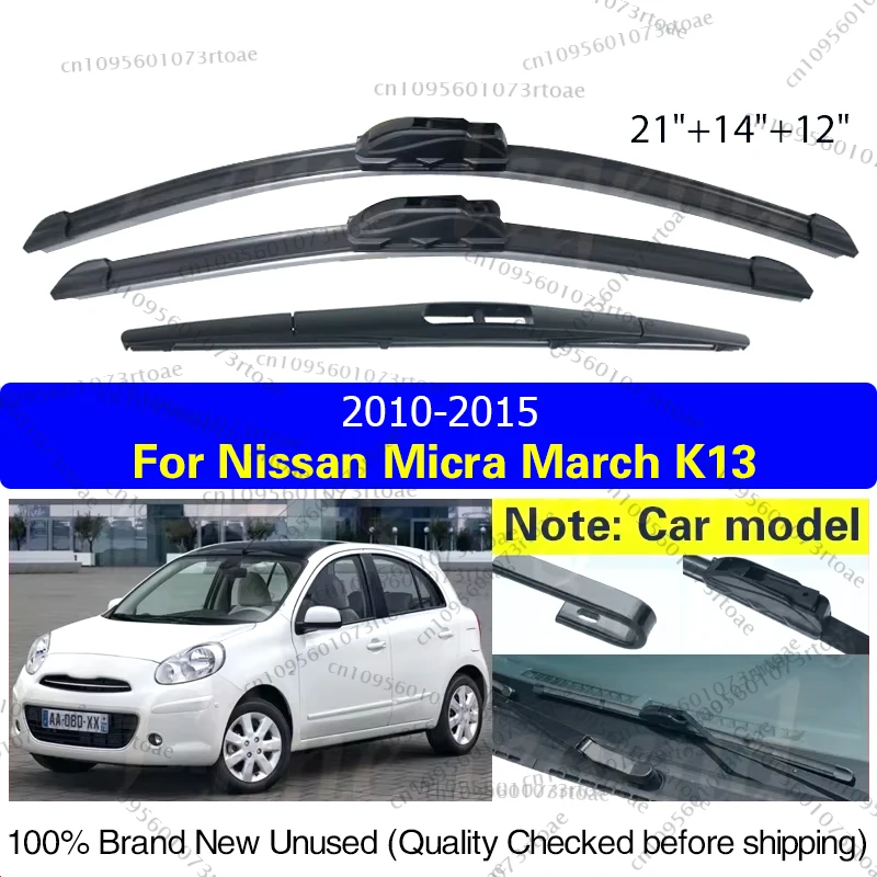 

Car Wiper For Nissan Micra March K13 2010 - 2015 Front Rear Windshield Windscreen Wiper Blade Rubber Car Accessories 21"+14"+12"