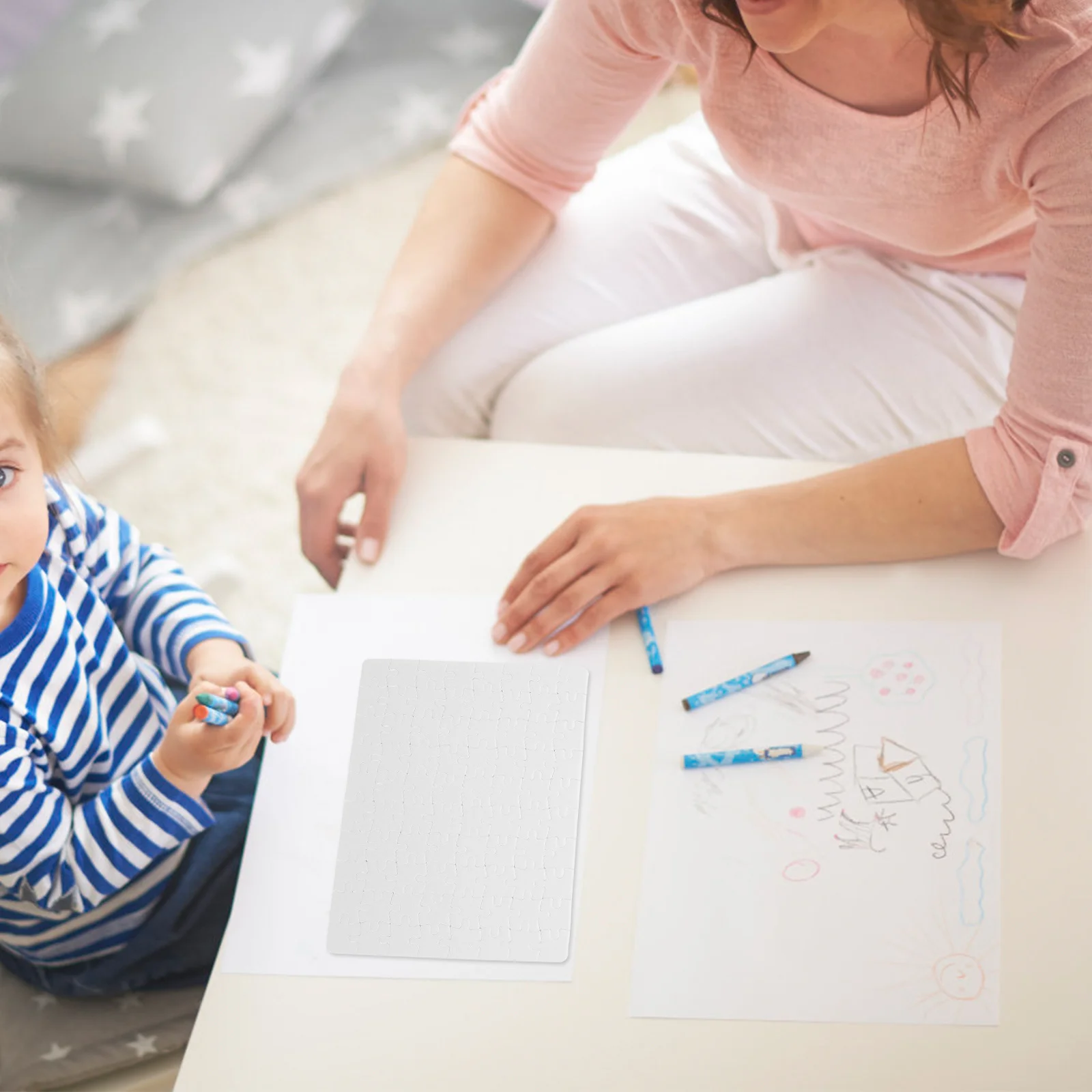 4 fogli pezzi puzzle vuoti bianco sublimazione fai da te puzzle board per disegno artigianale progetti fai da te e interazione familiare