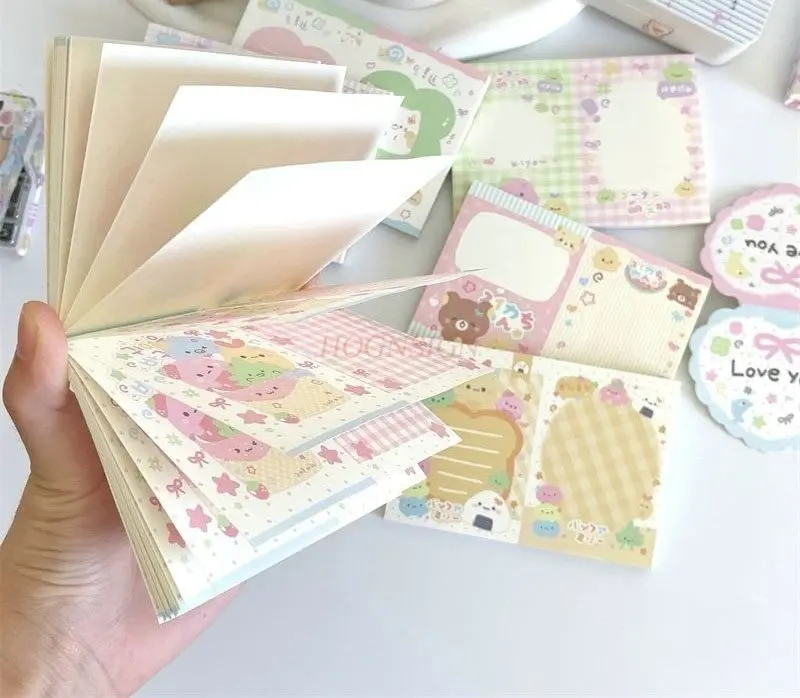 1book Cute and minimalist note book that can be torn off. High looking decorative note paper for teenage students