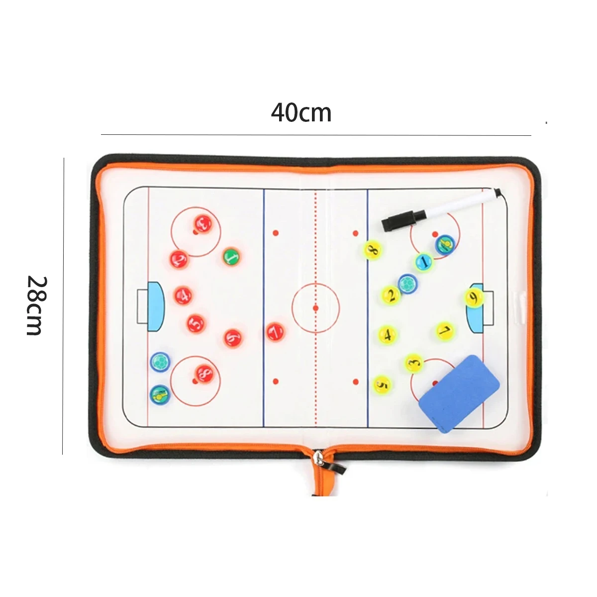 Foldable Ice Hockey Tactical Board PU Magnetic Hockey Training Match Coaching Clipboard Lightweight Portable Strategy Board