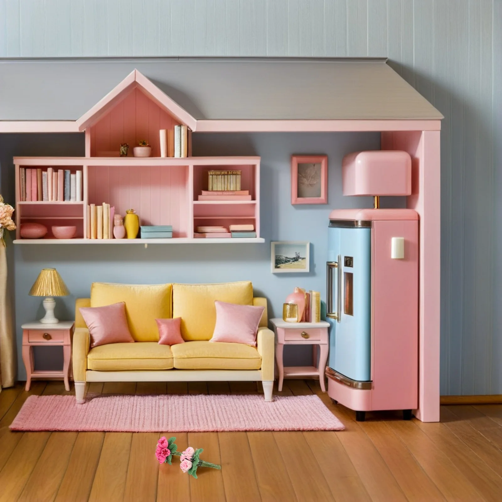 2 قطعة باقة الزهور الاصطناعية الصغيرة اكسسوارات لدمية مصغرة الديكور ديكور المنزل المنمنمات دمية الملحقات #2