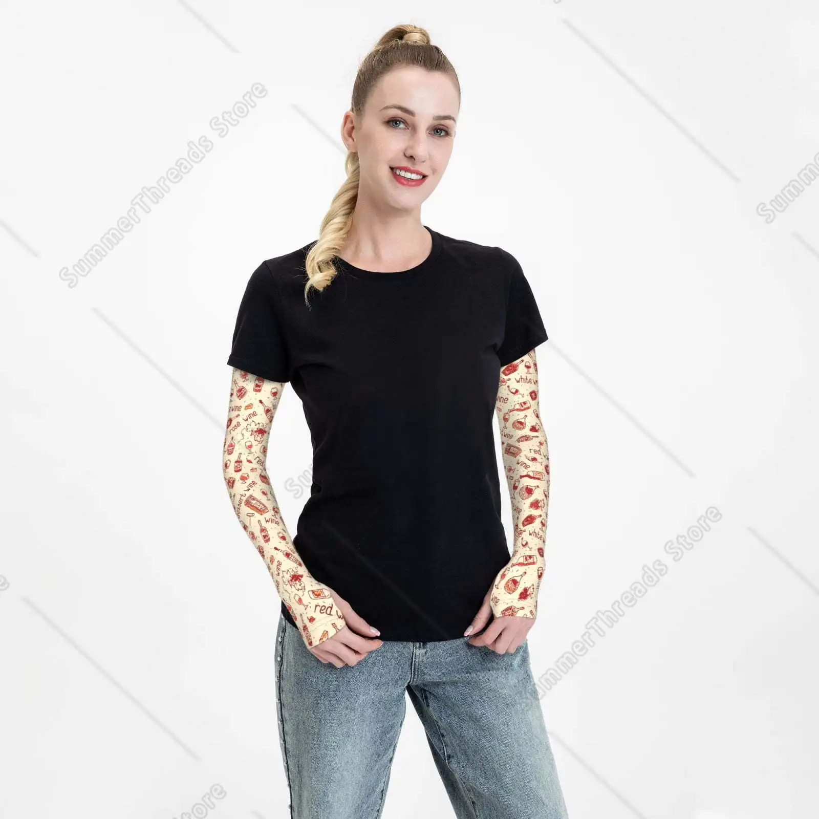 Red Wine Cooling Sleeves for Unsex, Arm Sleeves, UV Sun Protection Sleeve to Cover with Silicone Anti-Slip