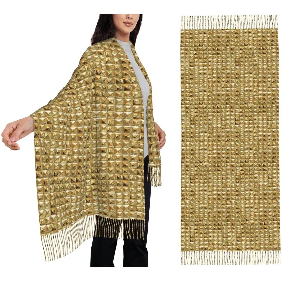 

Gold Scarf Tassel Scarves for Women Soft Warm Shawls and Wraps Large Fall Winter Shawl Wrap