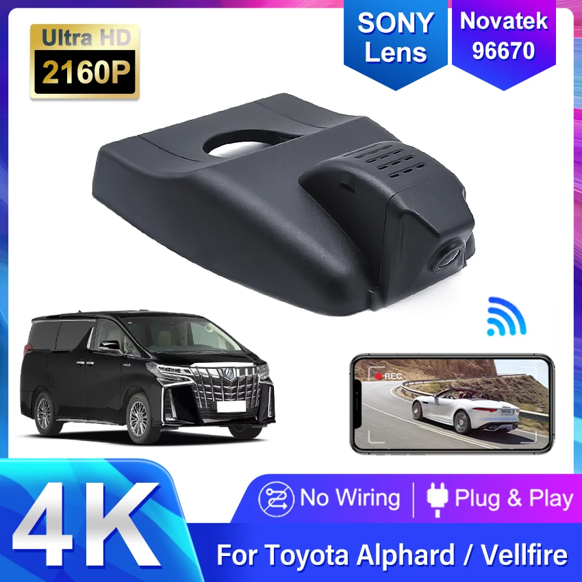 4K 2160P Car Dvr Full HD Plug and play Wifi Video Recorder Dash Cam Car Dvr Camera For Toyota Alphard Vellfire 2019-2022 DashCam