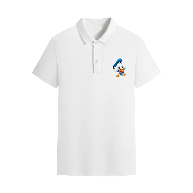 جديد الصيف ميكي ماوس سلسلة النص المطبوعة قميص بولو أنيق للرجال والنساء في الهواء الطلق الترفيه الرياضة تنفس الملابس
