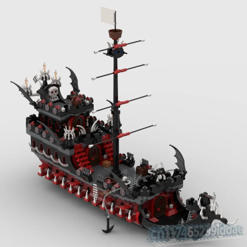 2578PCS Gothic Pirate Ship Building Blocks Sailing Vessel Model DIY Assembly Set Dark Ocean Adventure Display Festival Gift Toy