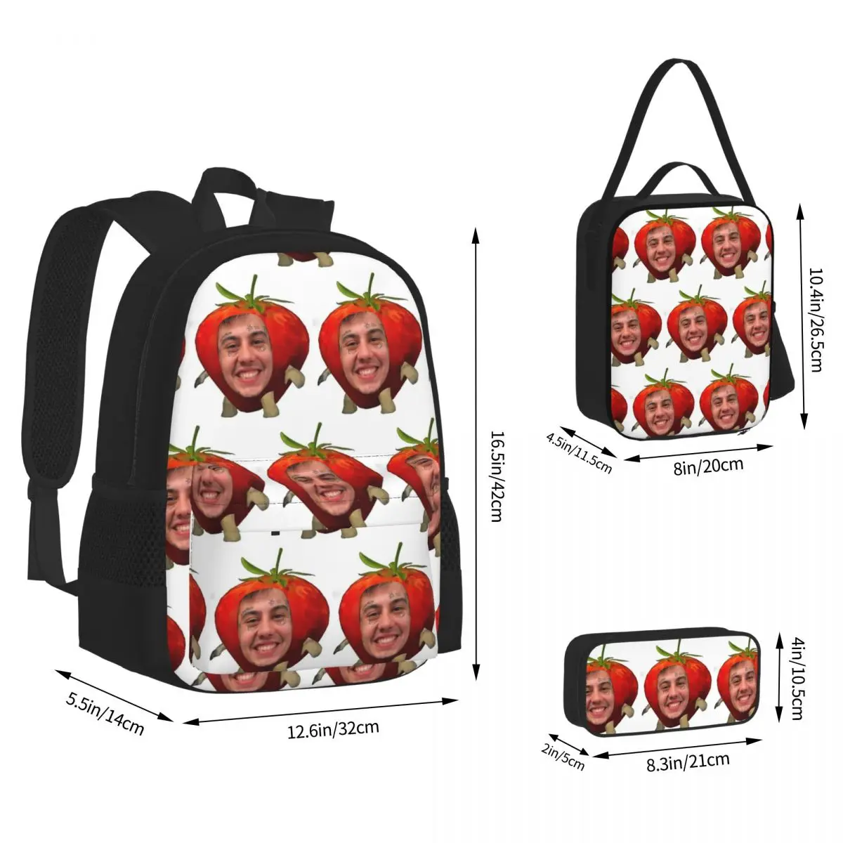Duki Rapper Rockstar Music Backpacks Boys Girls Bookbag School Bags Kids Rucksack Lunch Bag Pen Bag Three-Piece Set