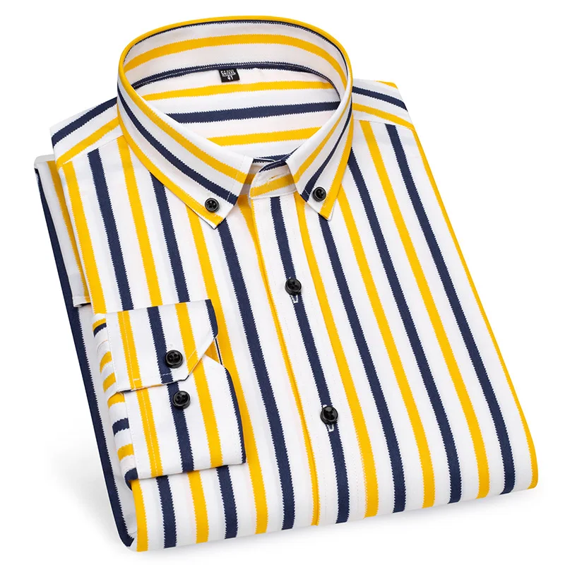 Men's long sleeve shirt Casual stripe non-ironing high quality slim comfortable breathable fashion top spring summer