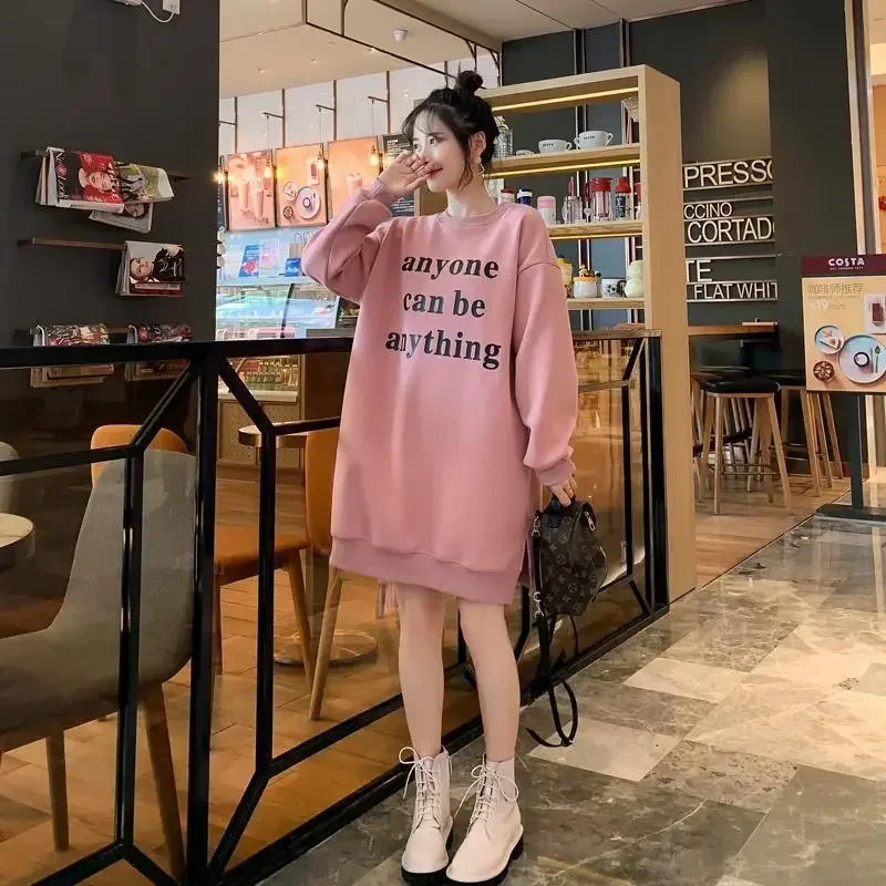 Baggy Loose Text Women\'s Sweatshirts Letter Printing Female Top Korean Y2k Vintage On Promotion 2000s Matching Casual Pullovers