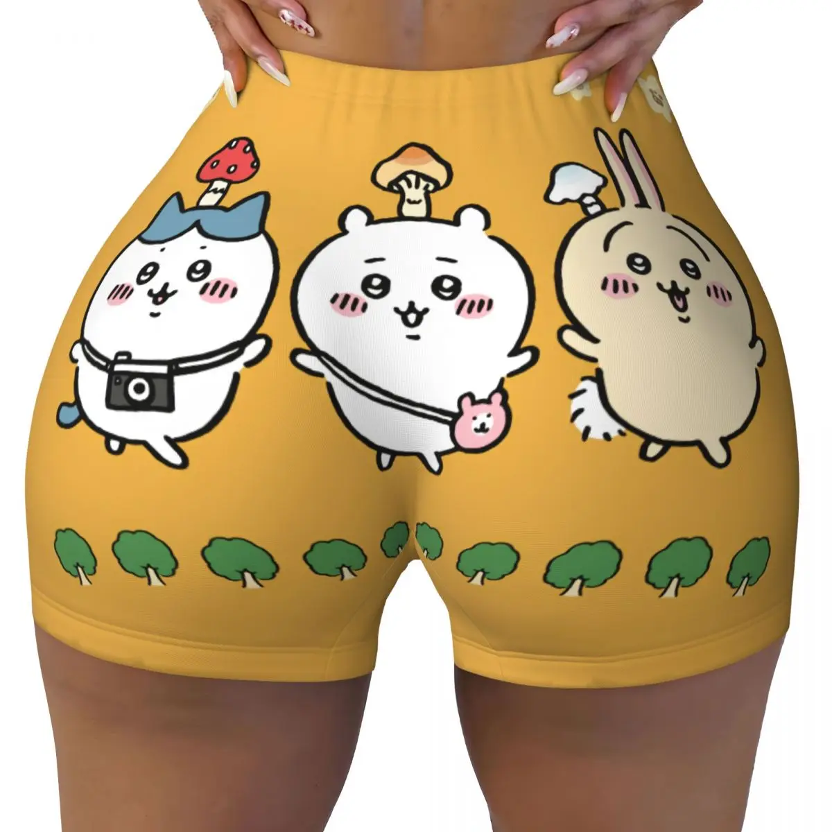 

Custom Cute Cartoon C-chiikawas Anime Biker Running Workout Shorts Women's Popular Manga Athletic Gym Yoga Shorts
