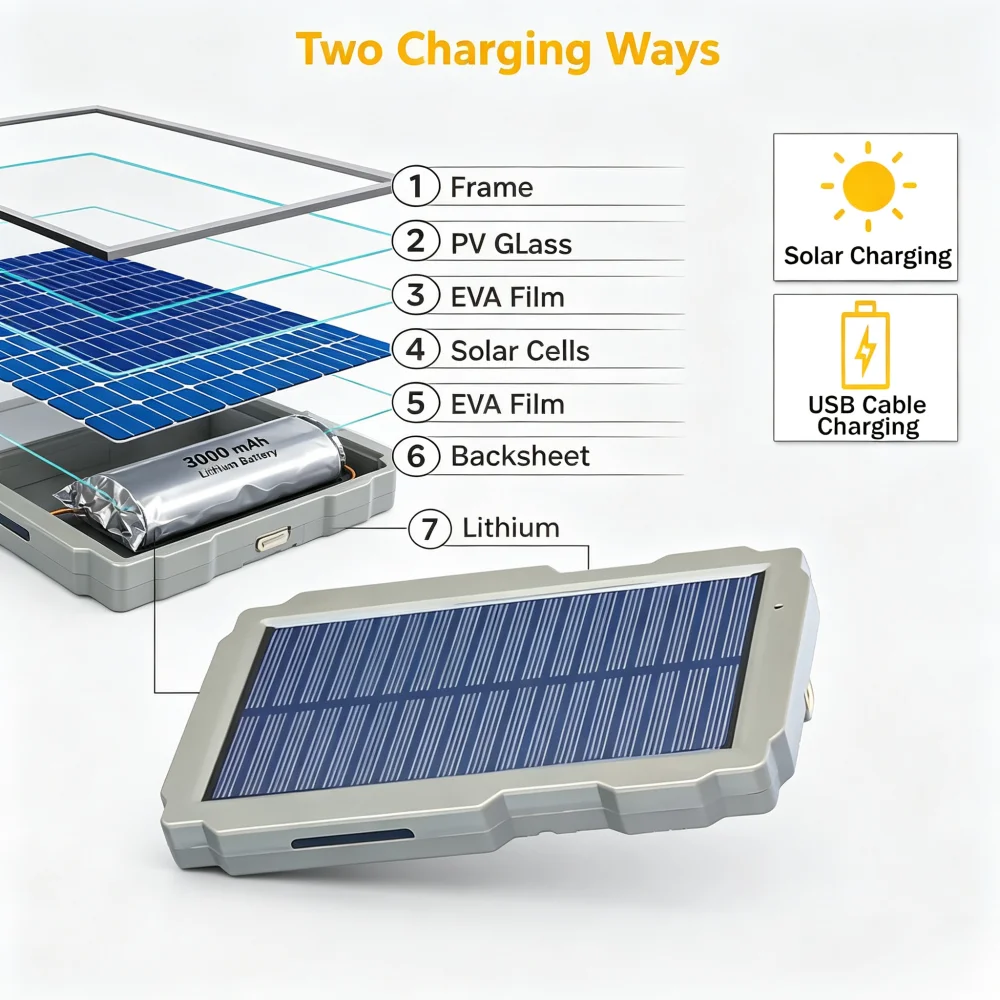 Trail Game Night Vision Camera Solar Panel 3000mAh 6V-12V Charger Rechargeable Solar Charger Hunting Camera Suntek Cam Trap Game