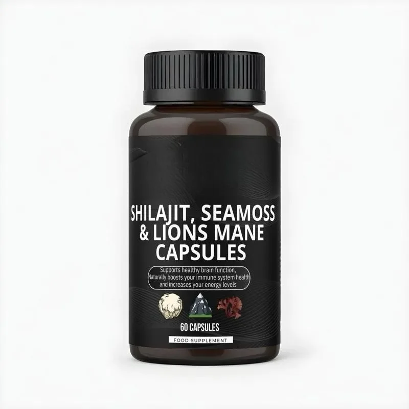 Shilajit, Seamoss, and Lion's Mane Capsules - Enhance Immunity, Increase Energy and Endurance, Relieve Stress, Improve Memory