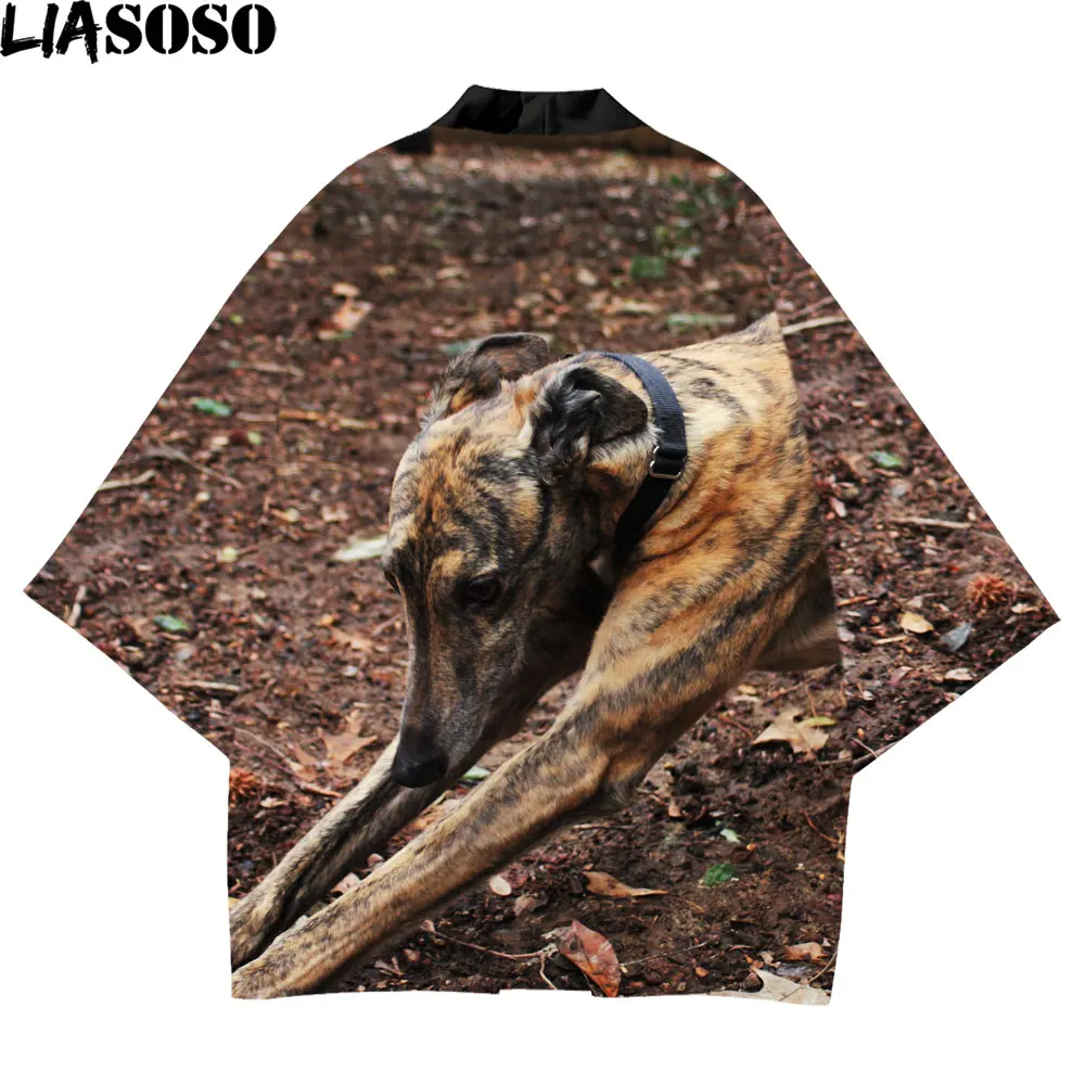 LIASOSO Japanese Style Yutaka Hanbok Korean Hanfu Animals Greyhound Racing Dog Clothes Women Kimonos Mujer Summer 2022 Haori Top