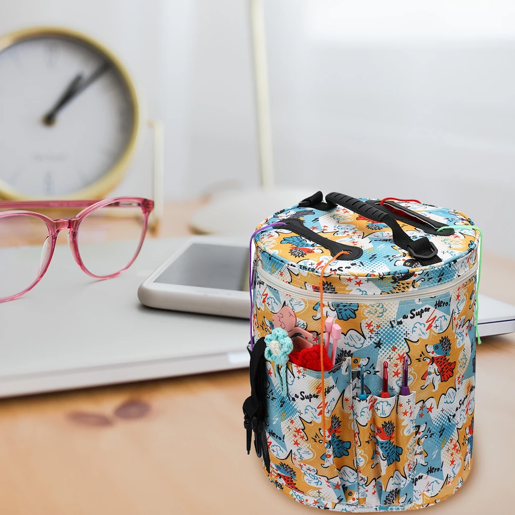 

Knitting Bag Crochet Storage Container Yarn Holder Dustproof Barrel Tote ganizer 600d Oxford Cloth Small Opening Anti Tangle