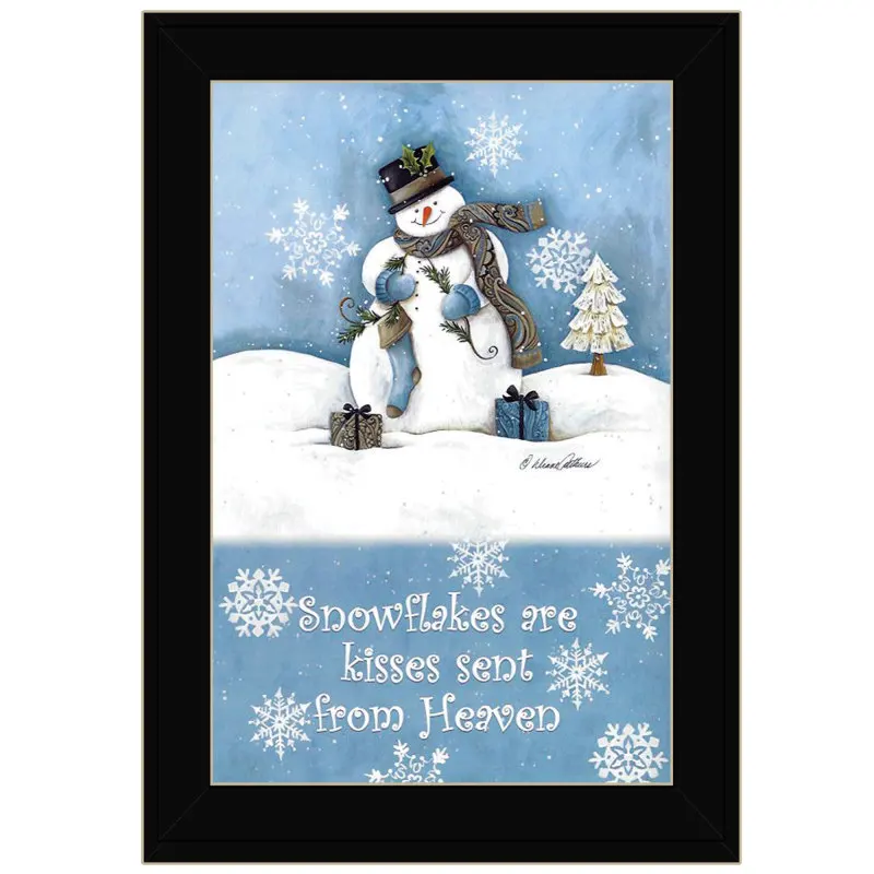 

Trendy Snowman By Diane Arthur, Printed Wall Art, Ready To Hang Framed Poster, Black Frame